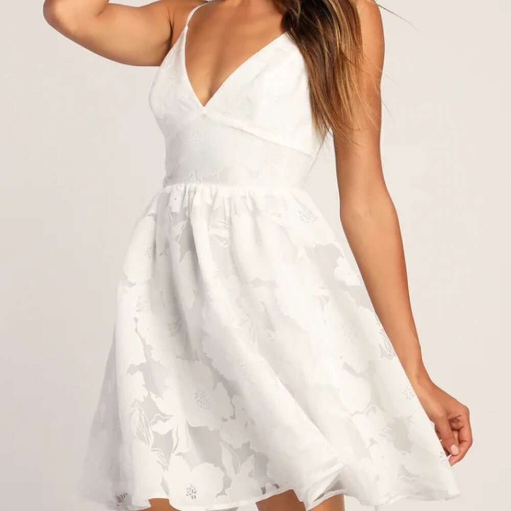 Lulu's Ivory Floral Mini Dress